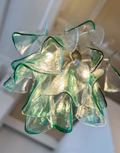 Load image into Gallery viewer, MAZZEGA / Murano Leaf Chandelier w/Clear &amp; Green Prisms
