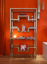 Load image into Gallery viewer, PIERRE VANDEL / Gold Etagere W/clear Glass Shelves
