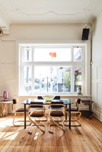 Load image into Gallery viewer, VINTAGE / Tubular Black &amp; Smoke Glass Rectangular Dining Table
