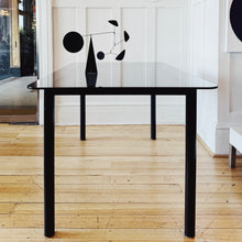 Load image into Gallery viewer, VINTAGE / Tubular Black &amp; Smoke Glass Rectangular Dining Table
