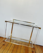 Load image into Gallery viewer, PIERRE VANDEL PARIS / 1970s Lucite &amp; Gold Gilt Console Table
