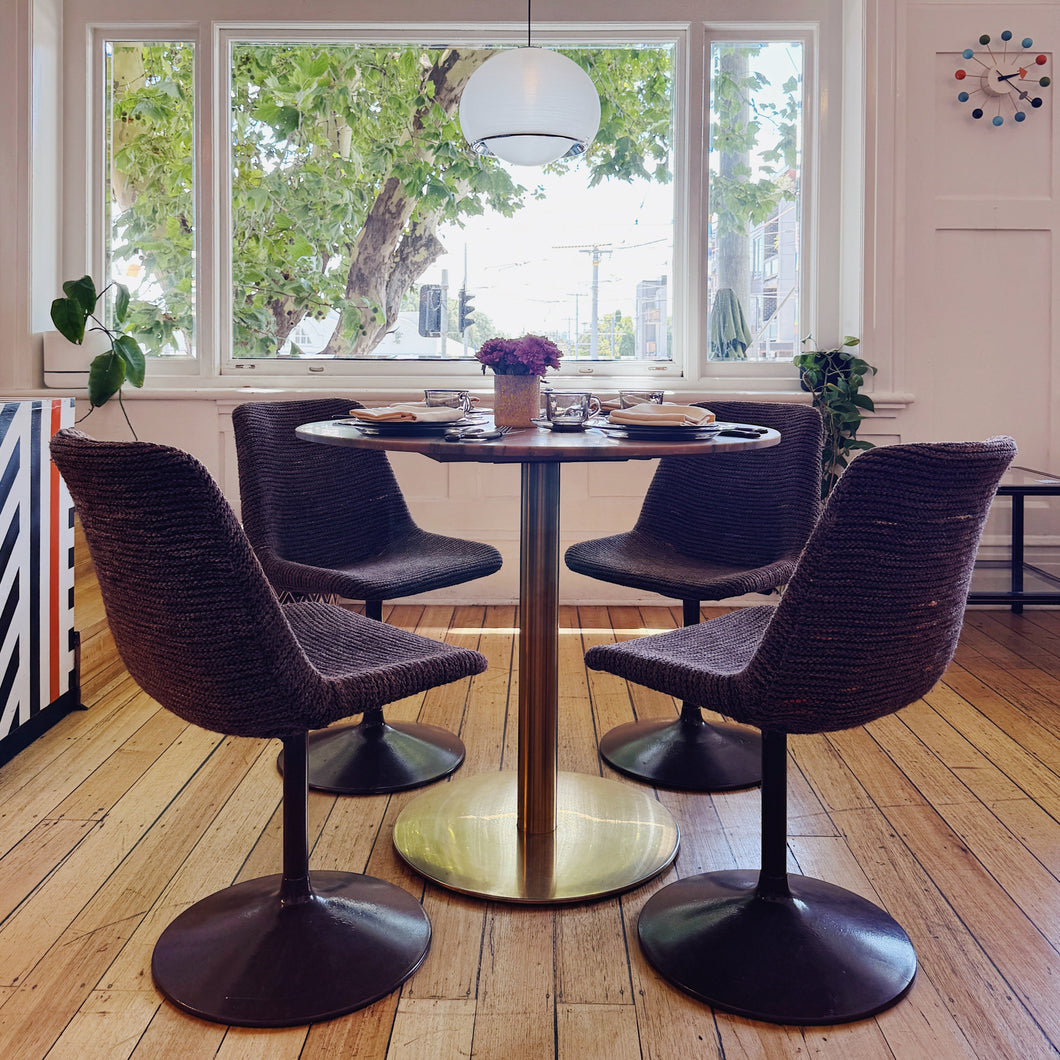 VINTAGE / KNITTED DINING CHAIRS W/TULIP BASE