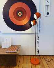 Load image into Gallery viewer, VINTAGE / Dual Headed Cloche Floor Lamp - Orange
