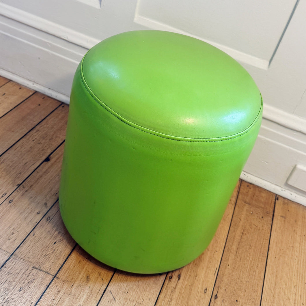 VINTAGE / Retro Vinyl Ottoman - Green Apple