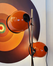 Load image into Gallery viewer, VINTAGE / Dual Headed Cloche Floor Lamp - Orange
