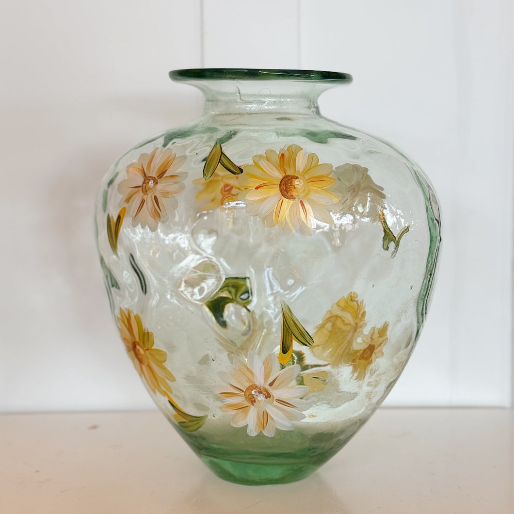 VINTAGE / Daisy Hand Painted Vase