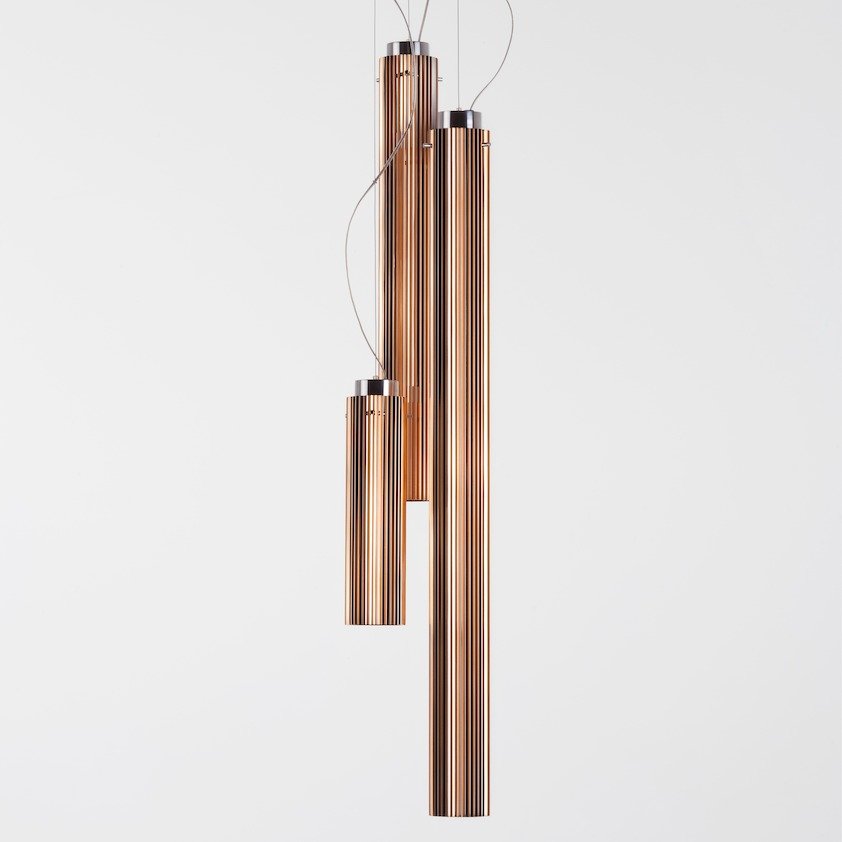 KARTELL / Rifly Metallic Copper Gold Suspension Lamp by Ludovica + Roberto Palomba