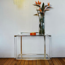 Load image into Gallery viewer, PIERRE VANDEL PARIS / 1970s Lucite &amp; Gold Gilt Console Table
