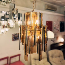 Load image into Gallery viewer, AMBER CHANDELIER / 3 Tier Italian Amber &amp; Brass Chandelier
