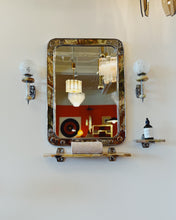 Load image into Gallery viewer, VINTAGE / Pair of Onyx Chrome Glass Wall Lights with White Spotted Glass Shades
