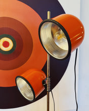 Load image into Gallery viewer, VINTAGE / Dual Headed Cloche Floor Lamp - Orange
