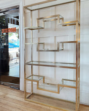 Load image into Gallery viewer, PIERRE VANDEL / Gold Etagere W/clear Glass Shelves
