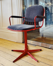 Load image into Gallery viewer, VINTAGE / Red &amp; Grey Swivel Chairs - Set of 4
