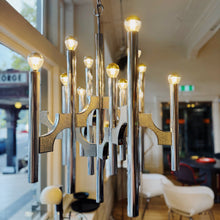 Load image into Gallery viewer, GAETANO SCIOLARI / 1970&#39;s Scultura Chrome Chandelier
