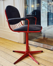 Load image into Gallery viewer, VINTAGE / Red &amp; Grey Swivel Chairs - Set of 4
