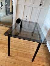 Load image into Gallery viewer, VINTAGE / Tubular Black &amp; Smoke Glass Rectangular Dining Table
