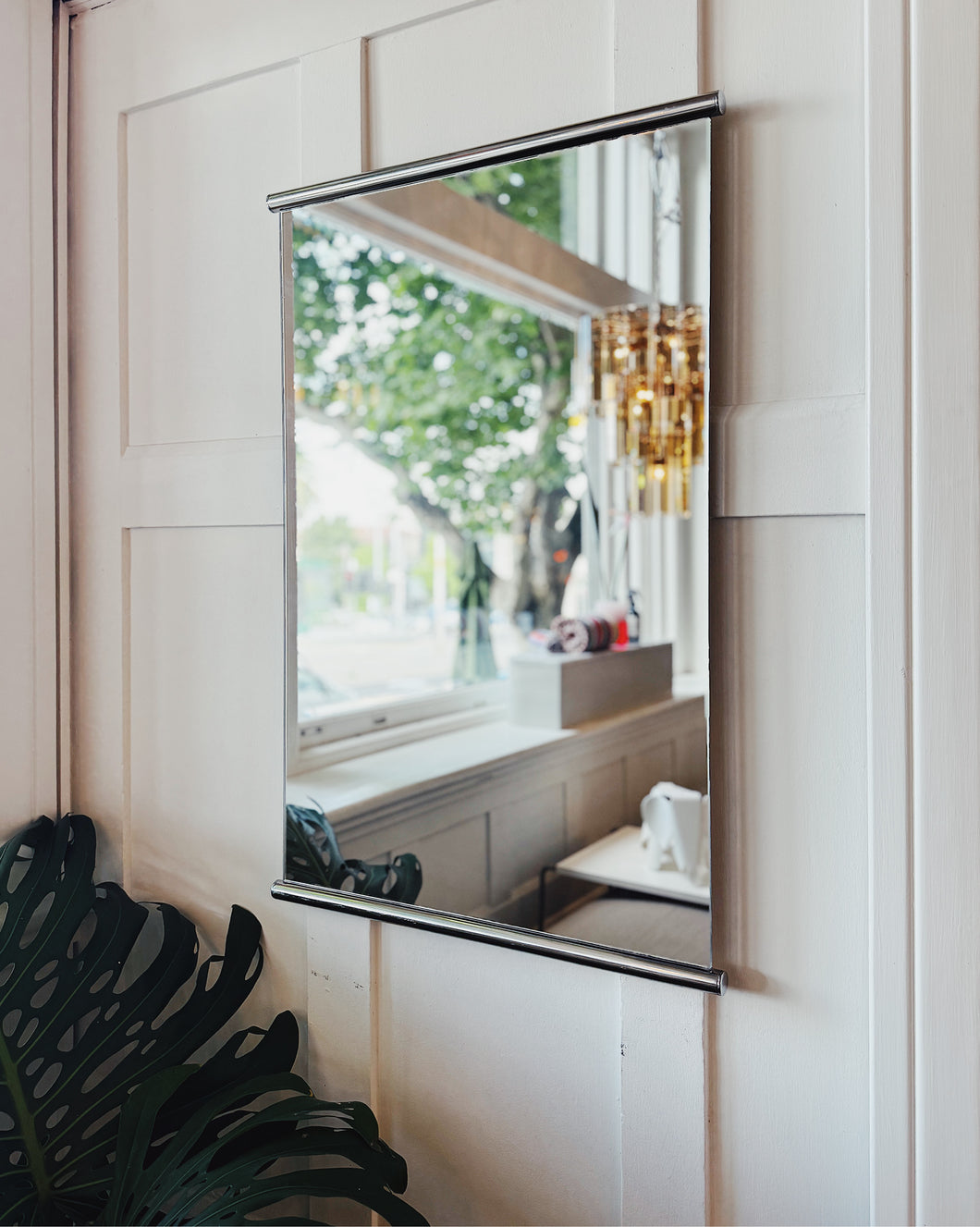 VINTAGE / Chrome Scroll Mirror