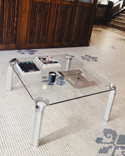 Load image into Gallery viewer, VINTAGE / Aluminium + Glass Coffee Table
