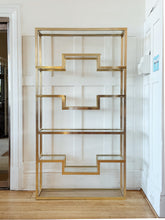 Load image into Gallery viewer, PIERRE VANDEL / Gold Etagere W/clear Glass Shelves
