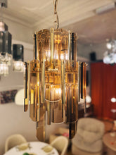 Load image into Gallery viewer, AMBER CHANDELIER / 3 Tier Italian Amber &amp; Brass Chandelier
